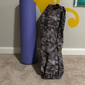 Purple Yoga Mat with gray duffle carrying Bag